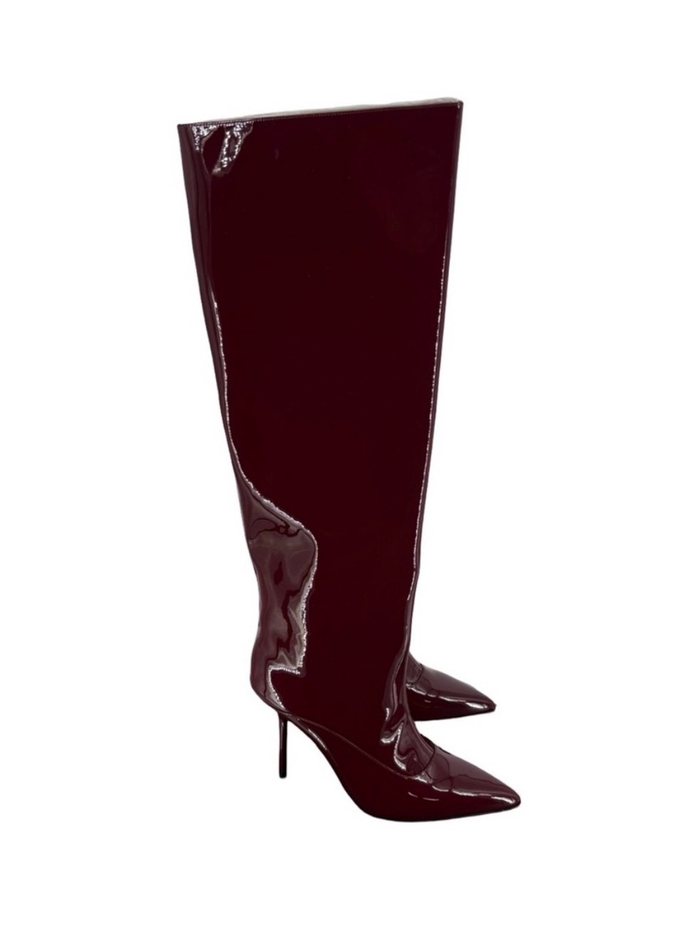 New AAJ BY AMINAH Isabella Knee High Boots in Deep Red/Burgandy size 7.5M